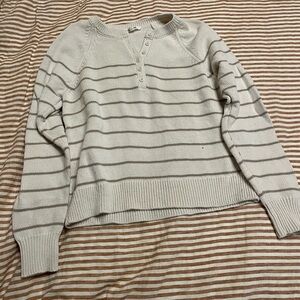 Splendid cream Striped Henley Sweater